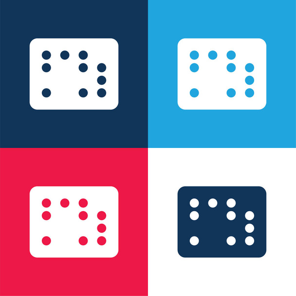 Braille blauw en rood vier kleuren minimale pictogram set - Vector, afbeelding