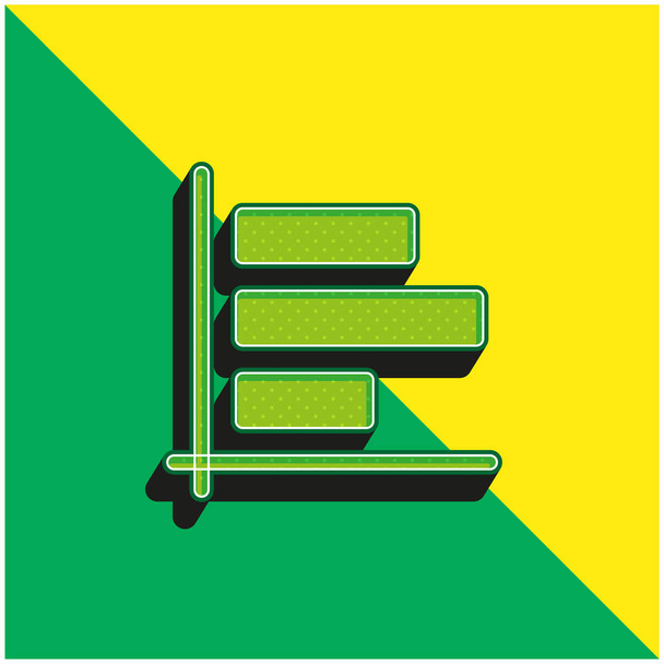 Gráfico de barras Verde e amarelo moderno logotipo vetor 3d ícone - Vetor, Imagem