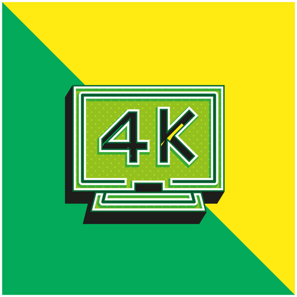 4k Zöld és sárga modern 3D vektor ikon logó - Vektor, kép