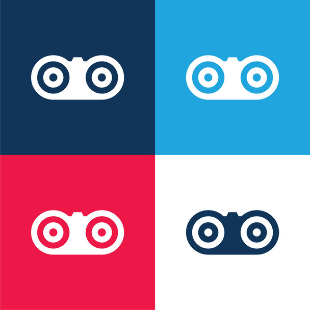 Binoculars blue and red four color minimal icon set - Vector, Image