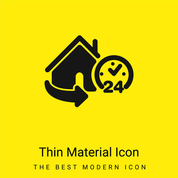 24 Heures Accueil Service minime icône de matériau jaune vif - Vecteur, image
