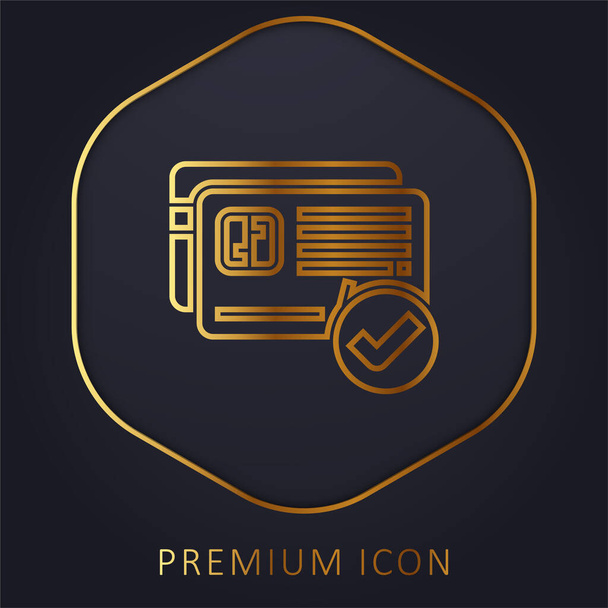 Accept golden line premium logo or icon - Vector, Image