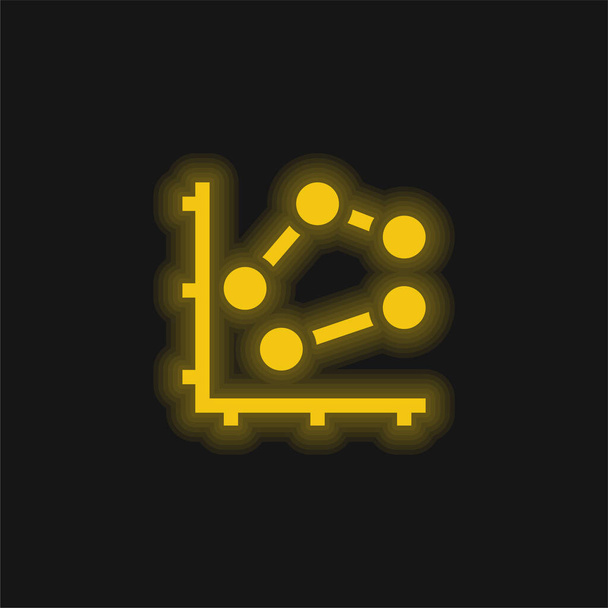 Diagramme à barres jaune brillant icône néon - Vecteur, image