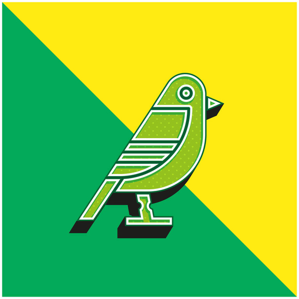 Vogel Groen en geel modern 3D vector icoon logo - Vector, afbeelding