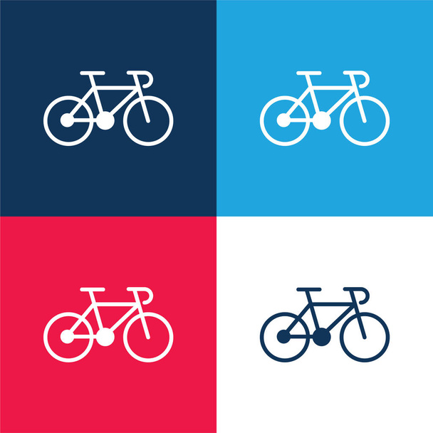 Bike Of A Gymnast blue and red four color minimal icon set - ベクター画像