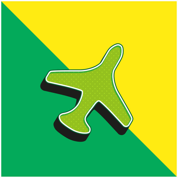 Airplane In Flight Green and yellow modern 3d vector icon logo - Vector, Image