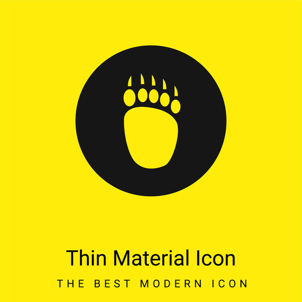 Oso Pawprint mínimo icono de material amarillo brillante - Vector, Imagen