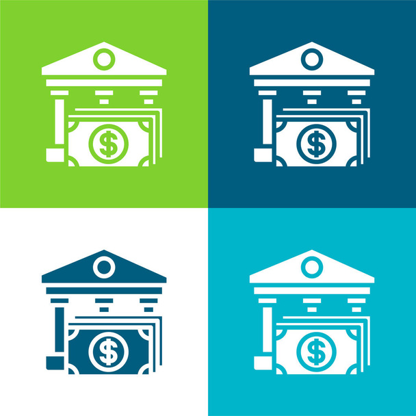 Bank Flat four color minimal icon set - Vector, Image