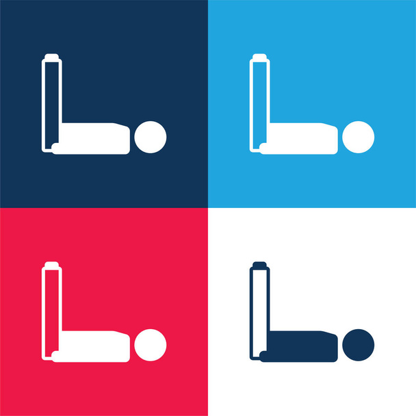 Fiú feküdt le lábakkal Fel kék és piros négy szín minimális ikon készlet - Vektor, kép