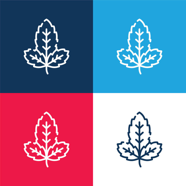 Bazsalikom kék és piros négy szín minimális ikon készlet - Vektor, kép