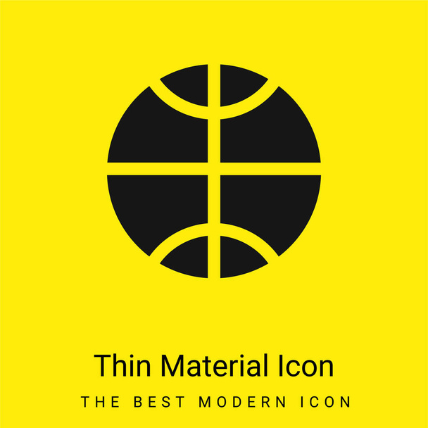 Ballon de basket icône matérielle jaune vif minimale - Vecteur, image