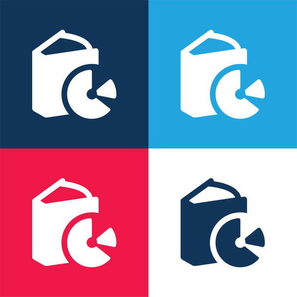 Libro con un Cd blu e rosso quattro colori set di icone minime - Vettoriali, immagini