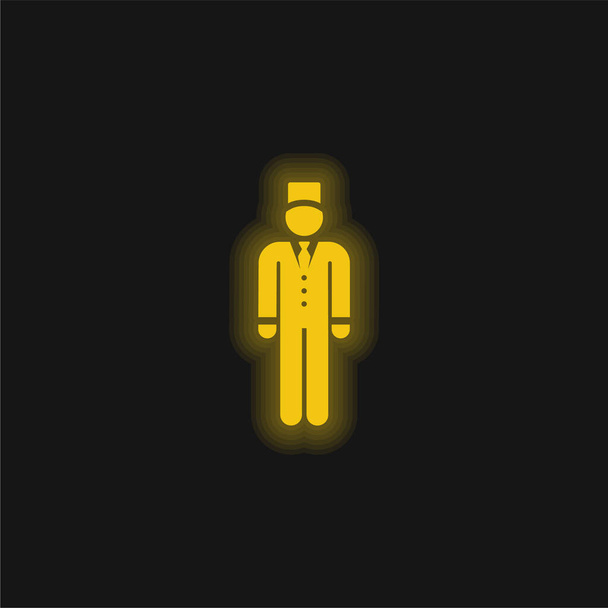 Bell Boy yellow glowing neon icon - Vector, Image