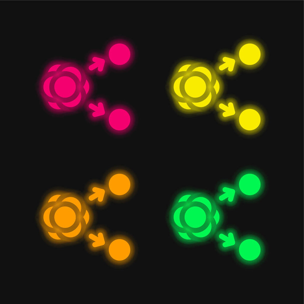 Άτομο τεσσάρων χρωμάτων λαμπερό εικονίδιο διάνυσμα νέον - Διάνυσμα, εικόνα