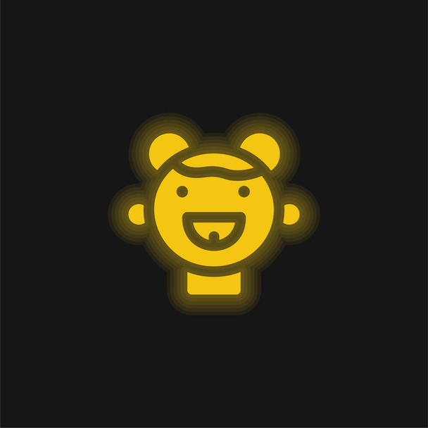 Baby gelbe leuchtende Neon-Ikone - Vektor, Bild