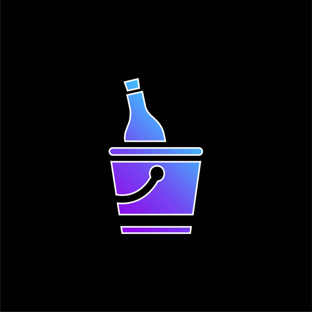 Bottle And Ice Bucket blue gradient vector icon - Vector, Image