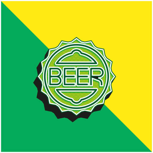 ボトルキャップグリーンと黄色の現代的な3Dベクトルアイコンのロゴ - ベクター画像