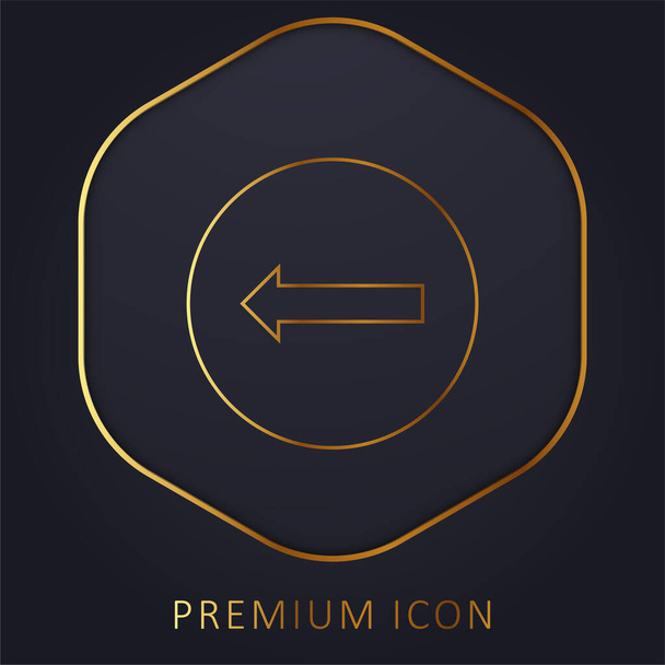 Pijl wijst naar links in een cirkel gouden lijn premium logo of pictogram - Vector, afbeelding