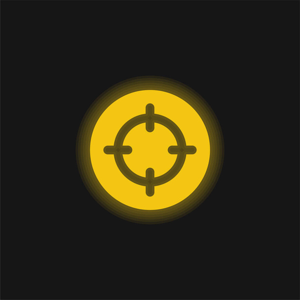 Целься в жёлтый светящийся неоновый значок - Вектор,изображение