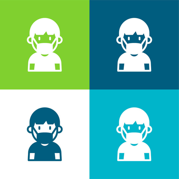 Conjunto de ícones mínimos de quatro cores Boy Flat - Vetor, Imagem