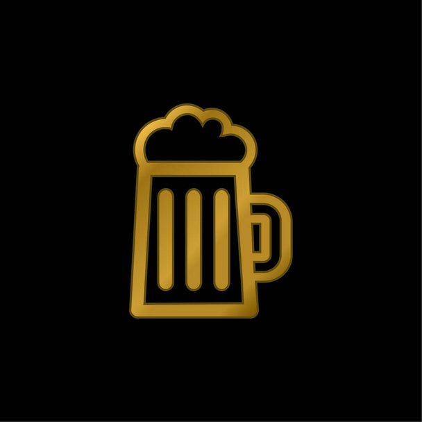 Beer Drink Jar Outline oro placcato icona metallica o logo vettore - Vettoriali, immagini