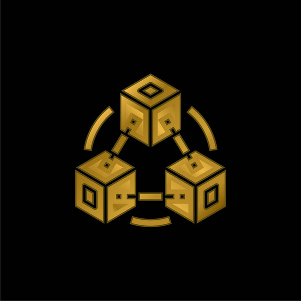 Blockchain vergoldet metallisches Symbol oder Logo-Vektor - Vektor, Bild