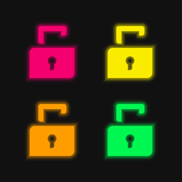 Fekete Bolt négy színű izzó neon vektor ikon - Vektor, kép