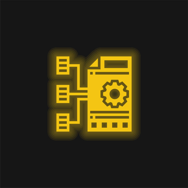 Агрегатна жовта сяюча неонова піктограма
 - Вектор, зображення