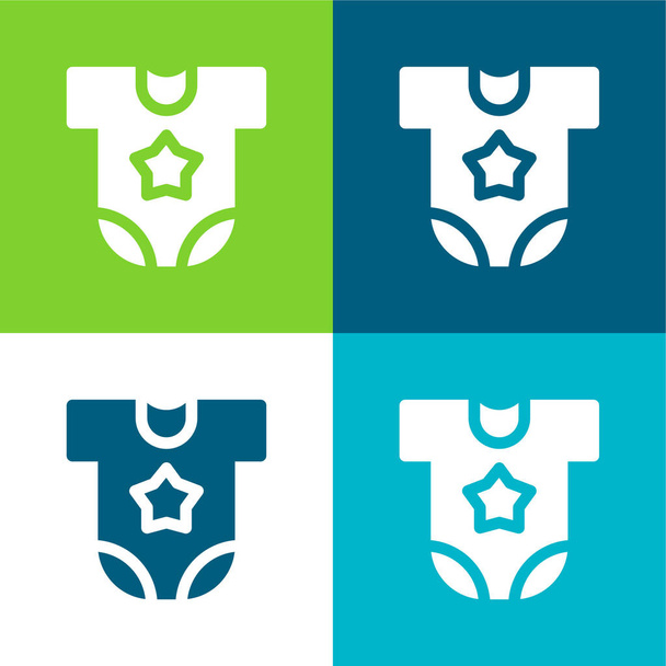 Ropa de bebé Conjunto de iconos mínimo de cuatro colores - Vector, Imagen