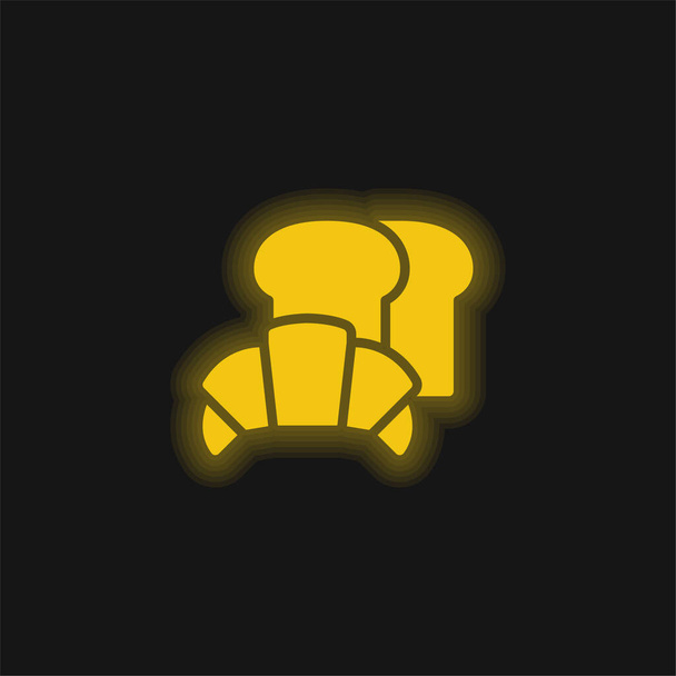 Pékség sárga izzó neon ikon - Vektor, kép