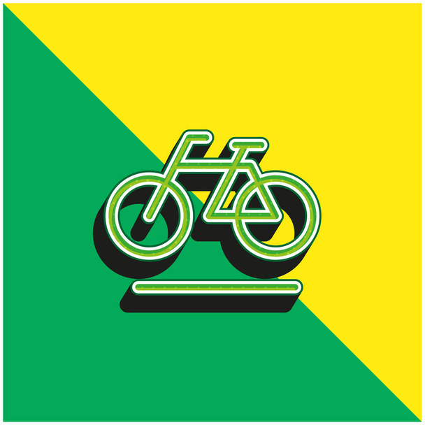 Polkupyörä Vihreä ja keltainen moderni 3d vektori kuvake logo - Vektori, kuva