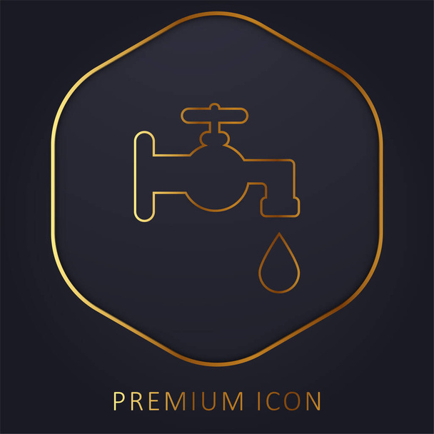 Bathroom Faucet Tool golden line premium logo or icon - Vector, Image