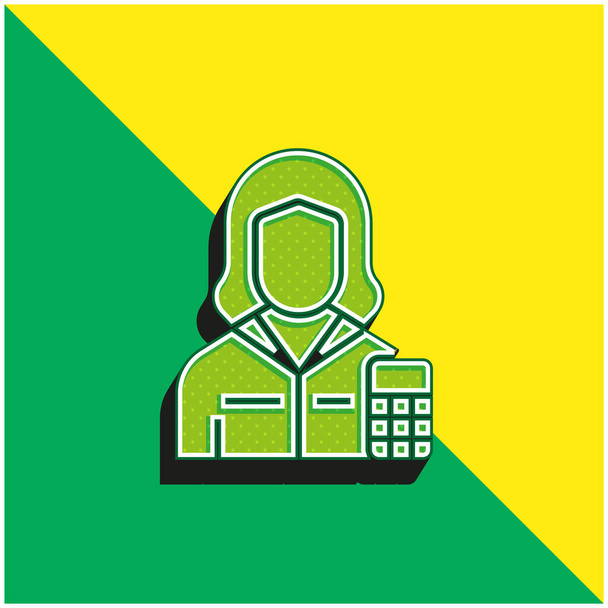 Λογιστής Πράσινο και κίτρινο σύγχρονο 3d διάνυσμα εικονίδιο λογότυπο - Διάνυσμα, εικόνα