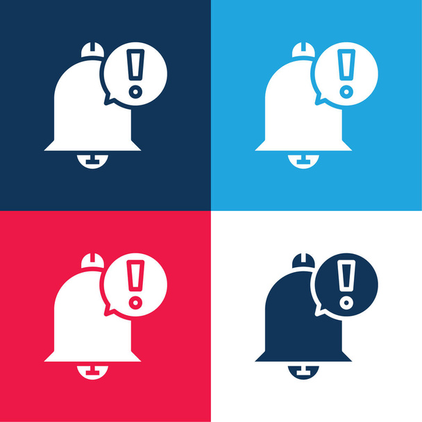 Alarm blue and red four color minimal icon set - Vector, Image