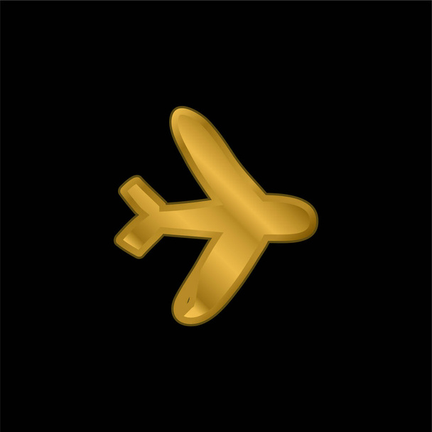 Režim letadla Pozlacená metalická ikona nebo vektor loga - Vektor, obrázek