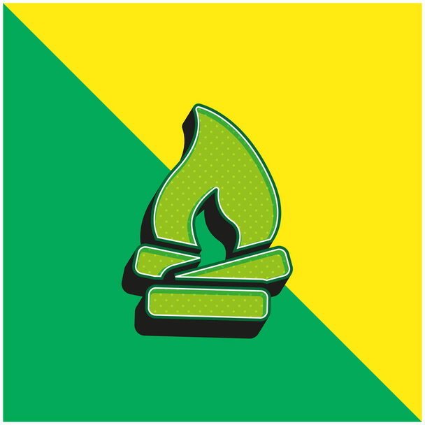 Lagerfeuer Grünes und gelbes modernes 3D-Vektor-Symbol-Logo - Vektor, Bild