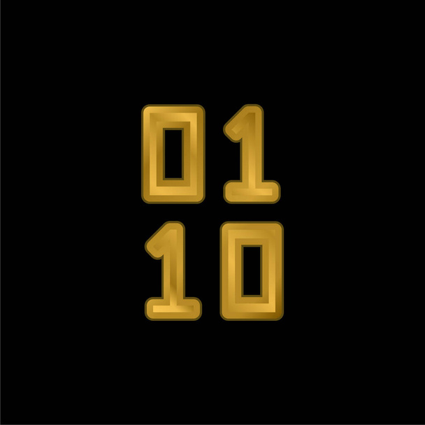 Código binário banhado a ouro ícone metálico ou vetor logotipo - Vetor, Imagem
