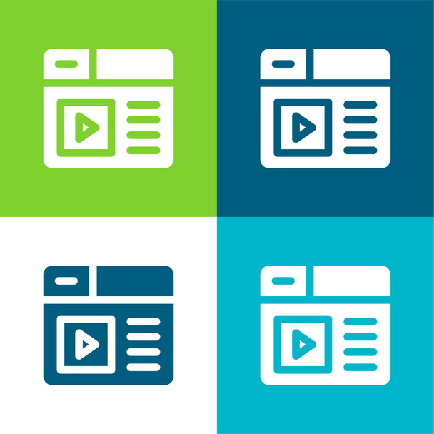 Blog Plano de quatro cores conjunto de ícones mínimos - Vetor, Imagem