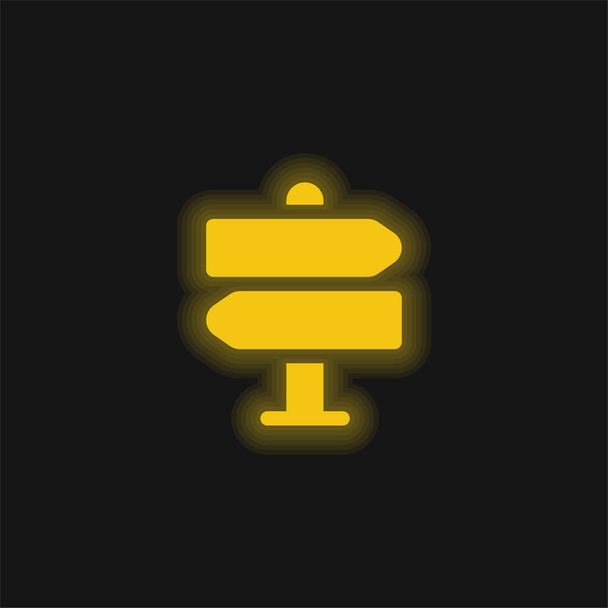 Dirección amarillo brillante icono de neón - Vector, Imagen