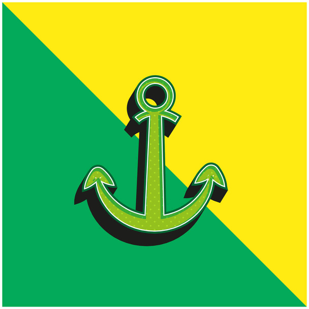 Símbolo de ancla para la interfaz verde y amarillo moderno icono de vector 3d logotipo - Vector, imagen