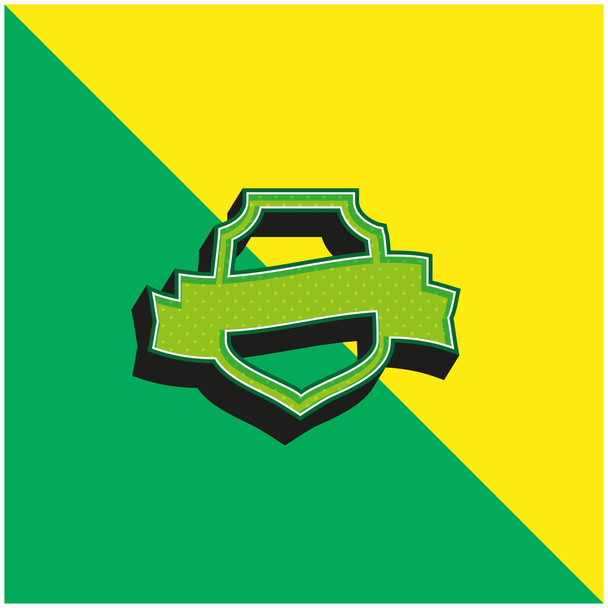Βραβείο Symbolic Shield με ένα Banner Πράσινο και κίτρινο σύγχρονο 3d διάνυσμα εικονίδιο λογότυπο - Διάνυσμα, εικόνα