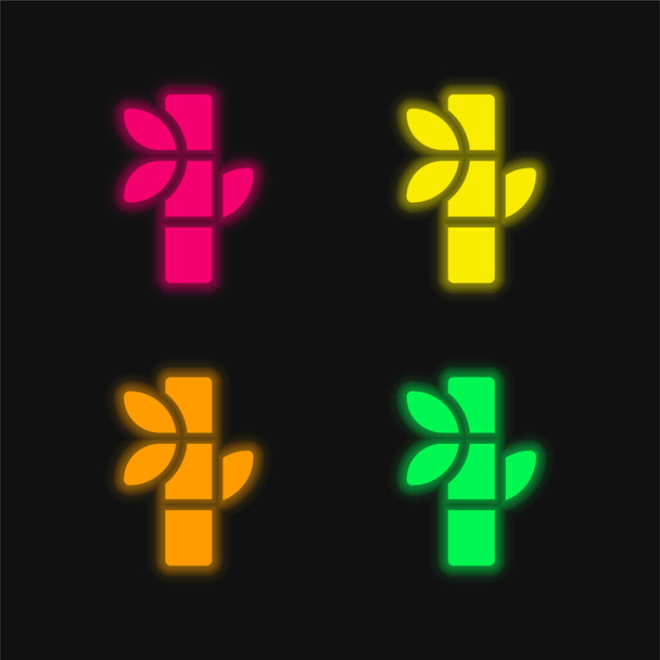 Μπαμπού τέσσερις χρώμα λαμπερό νέον διάνυσμα εικονίδιο - Διάνυσμα, εικόνα