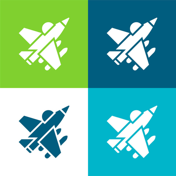 Aircraft Flat four color minimal icon set - Vector, Image