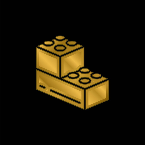 Blocks επίχρυσο μεταλλικό εικονίδιο ή το λογότυπο διάνυσμα - Διάνυσμα, εικόνα