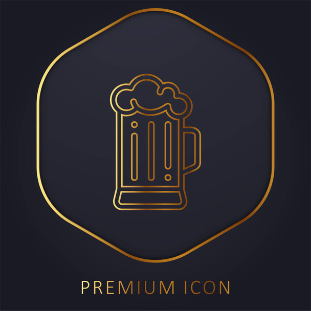 Beer golden line premium logo or icon - Vector, Image