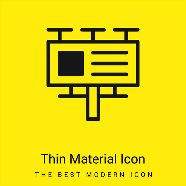 Billboard minimaal helder geel materiaal icoon - Vector, afbeelding