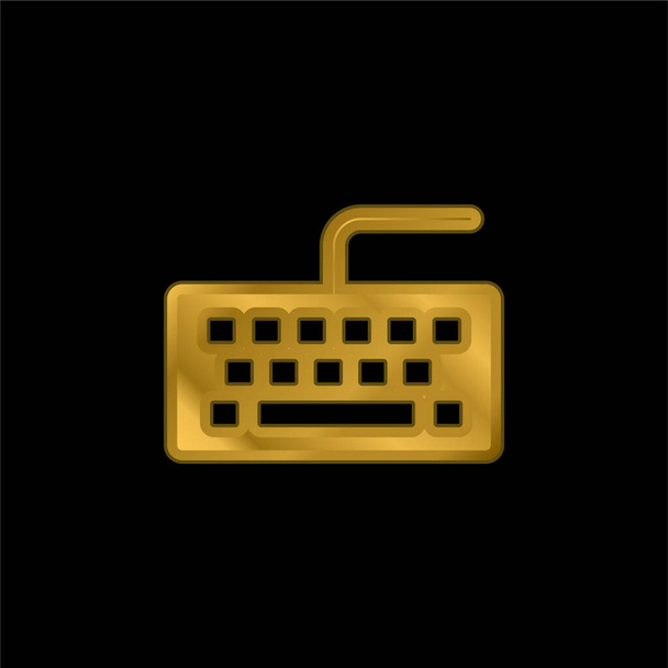 Черная клавиатура позолоченная металлическая икона или вектор логотипа - Вектор,изображение