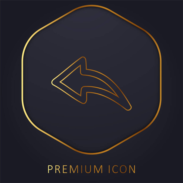 Logo o icona premium della linea dorata del profilo della freccia disegnata a mano posteriore - Vettoriali, immagini