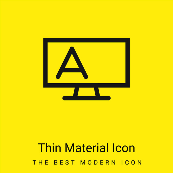 Esboço do quadro negro com suporte e letra Um ícone de material amarelo brilhante mínimo - Vetor, Imagem