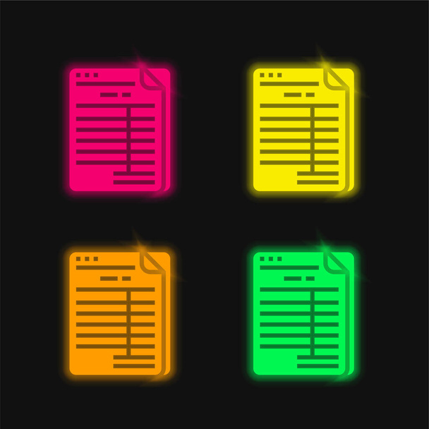 Баланс чотирьох кольорів, що світяться неоном Векторна піктограма
 - Вектор, зображення